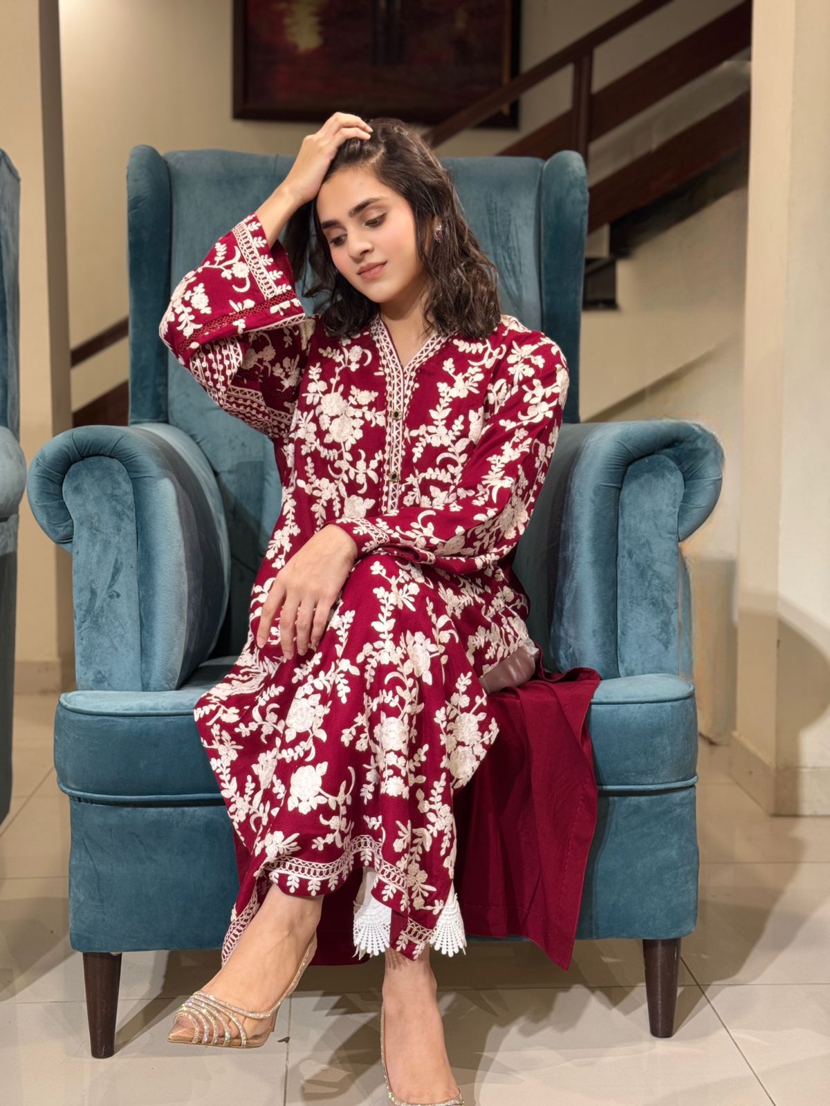 Red pashmina shirt