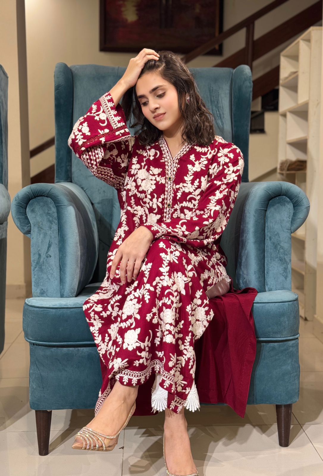 Red pashmina shirt